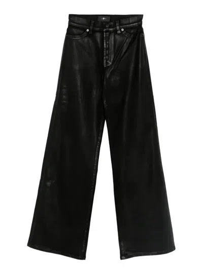 7 For All Mankind High Rise Lotta Flared Leg Jeans In Coated Black