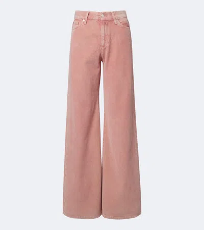 7 For All Mankind Lotta Cotton Corduroy Wide-leg Pants In Pink