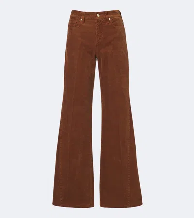 7 For All Mankind Lotta Cotton-blend Corduroy Wide-leg Pants In Brown