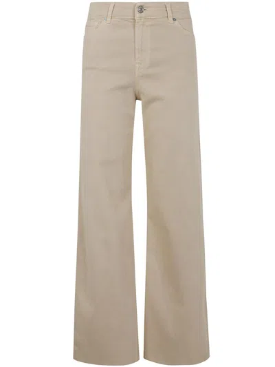 7 For All Mankind Lotta Cropped Left Hand Cold Brew With Raw Cut Clothing In Beige