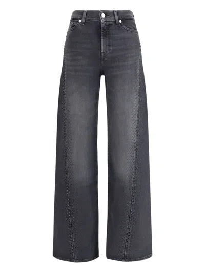7 For All Mankind Embellished Twisted Lotta Wide Leg Jeans Clothing In Black