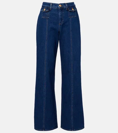 7 For All Mankind Lotta High Waist Wide Leg Jeans In Blue
