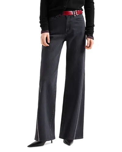 7 For All Mankind Lotta High Rise Wide Leg Jeans In Nocturne In Blue