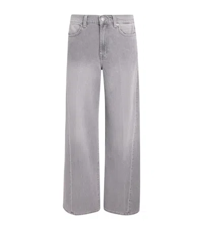 7 For All Mankind Lotta High-rise Wide-leg Jeans In Gray