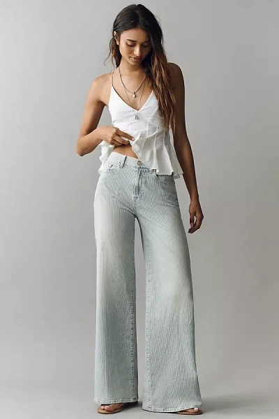 7 For All Mankind Lotta High-rise Wide-leg Stripe Jeans In White