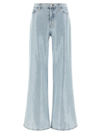 7 For All Mankind Lotta Jeans Sequin Wide Leg Trousers In Blue