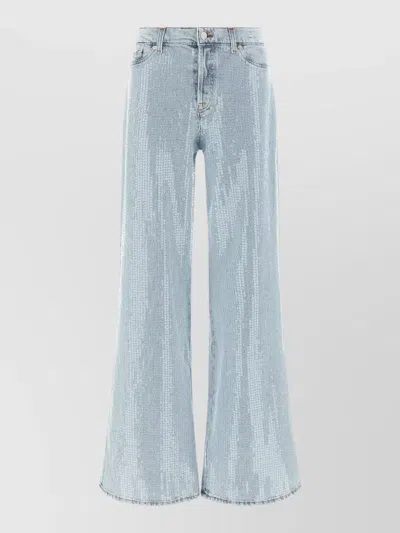 7 For All Mankind Lotta Jeans Sequin Wide Leg Trousers In Blue