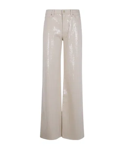 7 For All Mankind Lotta Wide Leg Sequin Detail Jeans In Neutral