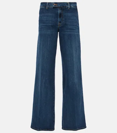 7 For All Mankind Lotta Rebel High-rise Wide-leg Jeans In Blue