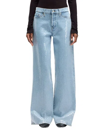 7 For All Mankind Lotta Shimmer Wide Leg Jean In Blue