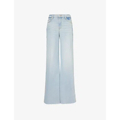 7 For All Mankind Womens Luxe Vintage Rhodes Lotta Straight-leg High-rise Denim-blend Jeans In Malibu Sky