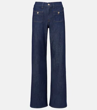 7 For All Mankind Lotta Tailorless Mid-rise Wide-leg Jeans In Blue