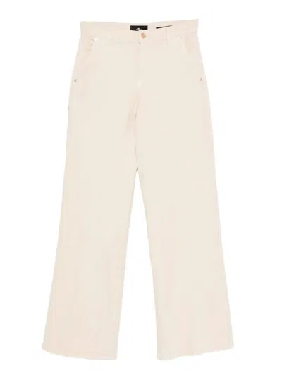 7 FOR ALL MANKIND `LOTTA TROUSER CREME WITH CARPENTER DETAILS` JEANS