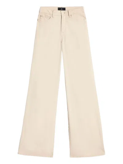 7 For All Mankind Lotta Wide Leg Stretch Denim Jeans In White