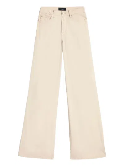 7 For All Mankind Lotta Wide Leg Stretch Denim Jeans In Neutral