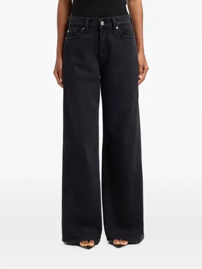 7 For All Mankind Lotta Wide-leg Jeans In Black