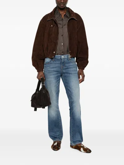 7 For All Mankind Low Cigarette Denim Jeans In Blue