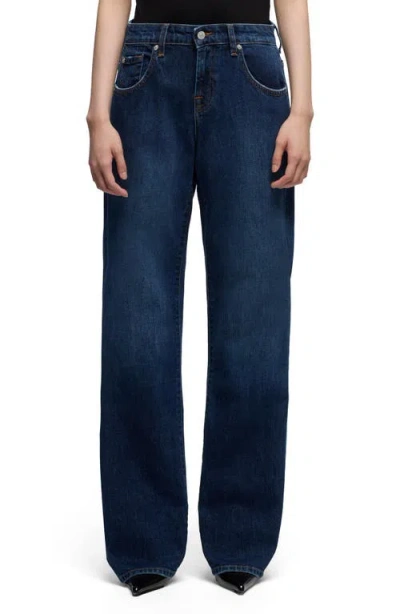 7 For All Mankind Low Rise Relaxed Straight Leg Jeans In Blue