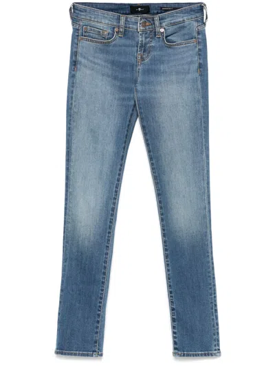 7 For All Mankind Low-rise Skinny Jeans In 蓝色