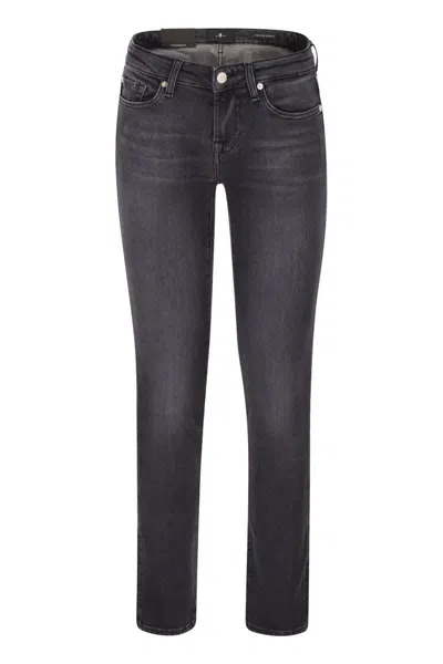 7 For All Mankind Low-rise Skinny Jeans In Black