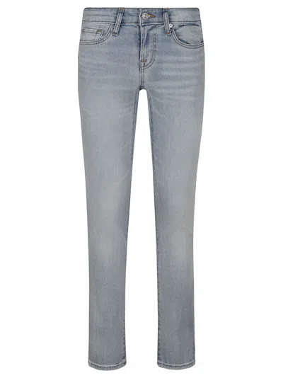 7 For All Mankind Low-rise Slim Fit Jeans In Stretch Cotton Denim In Blue