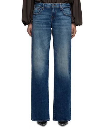 7 For All Mankind Low Rise Straight Jeans In Blue Core