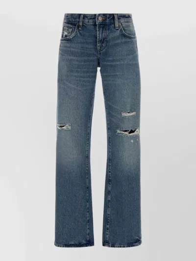 7 For All Mankind Low Rise Straight Leg Denim Jeans In Blue