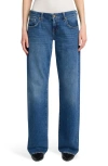 7 For All Mankind Low Rise Straight Leg Jeans In Blue