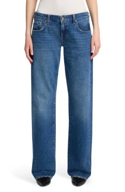 7 For All Mankind Low Rise Straight Leg Jeans In Blue