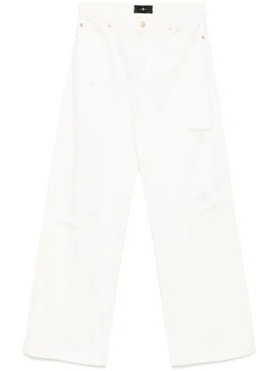 7 For All Mankind Low-rise Wide-leg Jeans In 白色