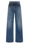 7 For All Mankind Low Slung Wide Leg Candy With Faded Crystals In Blue