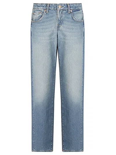 7 For All Mankind Low Straight Denim Jeans In Blue