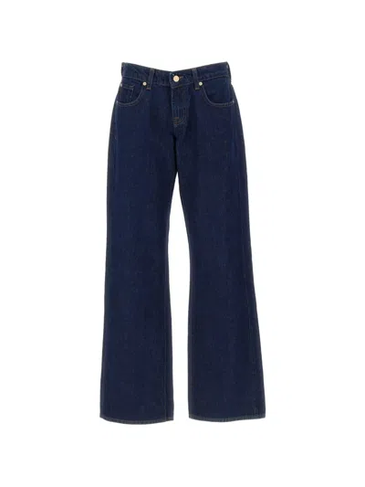 7 For All Mankind Low Straight Five-pocket Jeans In Blue