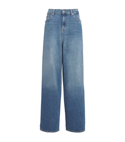 7 For All Mankind Low Straight Jeans In Blue