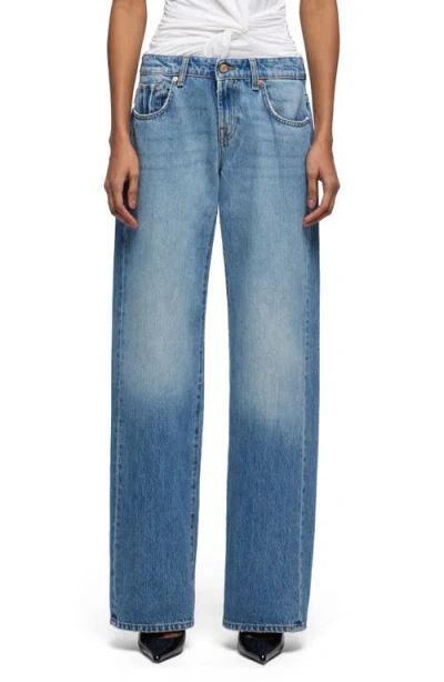 7 For All Mankind Low Straight Leg Jeans In Blue
