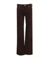 7 For All Mankind Low-waist Straight-leg Corduroy Pants In Black