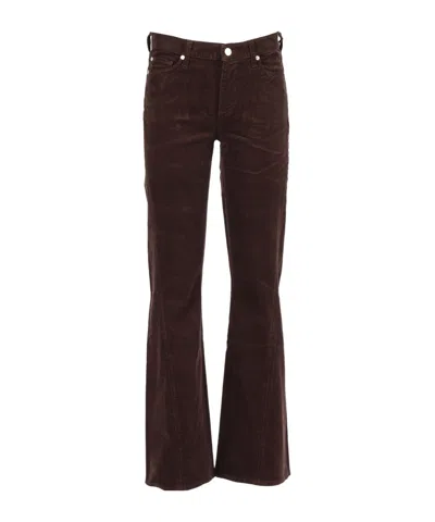 7 For All Mankind Low-waist Straight-leg Corduroy Pants In Burgundy