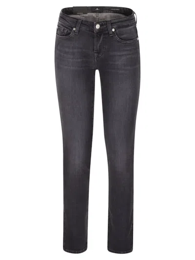 7 For All Mankind Low-rise Skinny Jeans In Gray