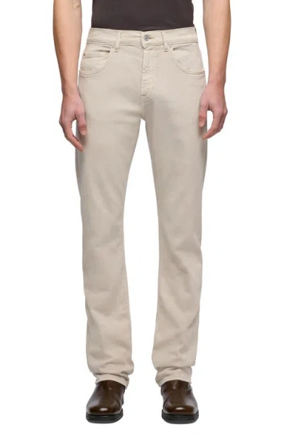7 For All Mankind Ens Oat Straight-leg Linen And Cotton Denim Jeans In Neutral