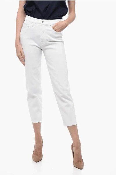 7 For All Mankind White High-waist Slim Kick Jean In Animal Print
