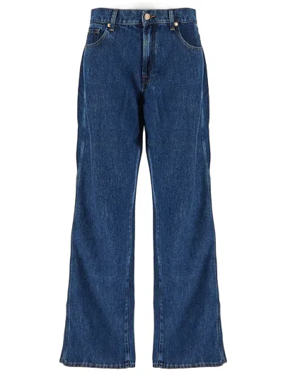 7 For All Mankind Lyocell Trouser In Blue