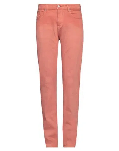 7 For All Mankind Man Denim Pants Salmon Pink Size 33 Cotton, Elastane