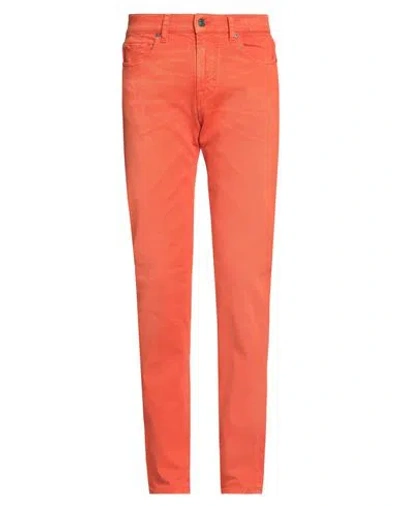 7 For All Mankind Man Pants Orange Size 31 Cotton, Elastane