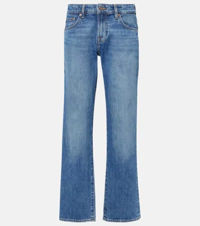 7 For All Mankind Mankind Mid-rise Straight Jeans In Blue