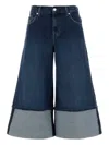 7 For All Mankind Wide-leg Jeans With Belt Loops And Contrast Hem In Blue