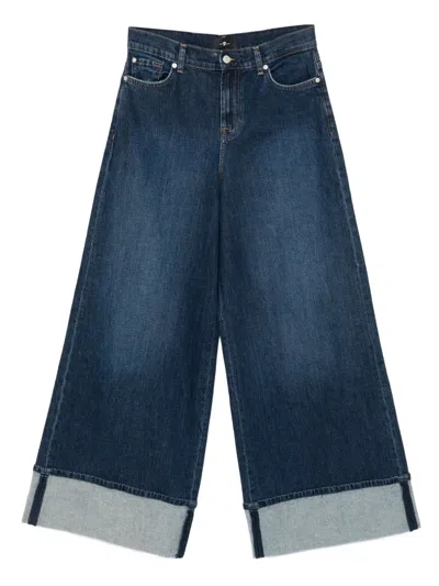 7 For All Mankind Marie Wide Leg Radar With Wide Cuff In Blue