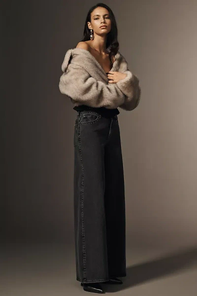 7 For All Mankind Marie Mid-rise Wide-leg Jeans In Black