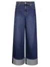 7 For All Mankind Wide-leg Denim Trousers Folded Cuffs In Blue