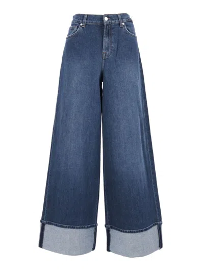 7 For All Mankind Marie Wide Leg Radar With Wide Cuff In Blue
