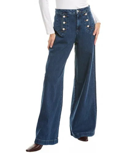 7 For All Mankind Marina High Rise Wide Leg Jeans In Cruise In Blue
